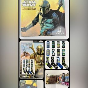 12 Pair Star Wars Mandalorian 12 Days of Socks & Advent Calendar Shoe Size 6-12